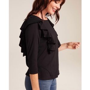 NYDJ Flounce Sleeve Tee‎ Black Size Small